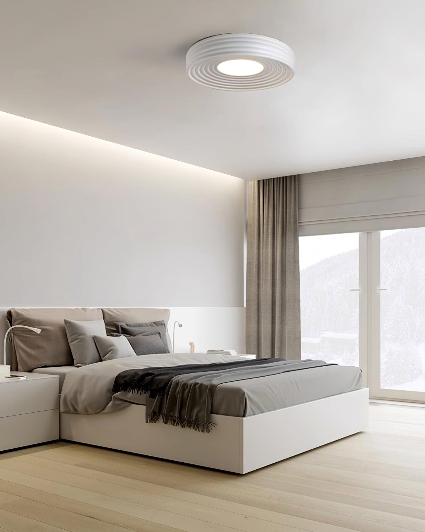 Cream Ribbed Ceiling Light