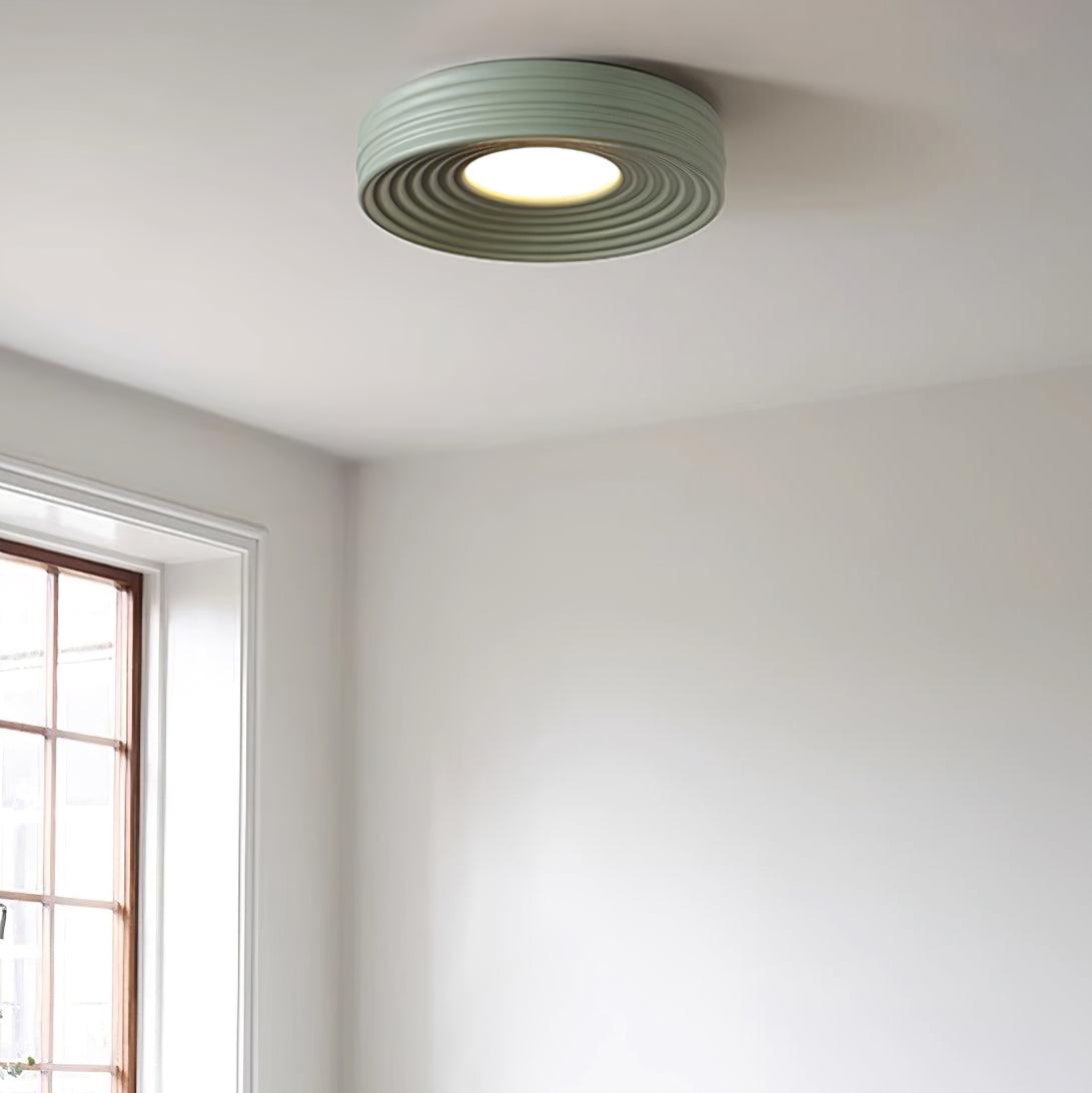 Cream Ribbed Ceiling Light