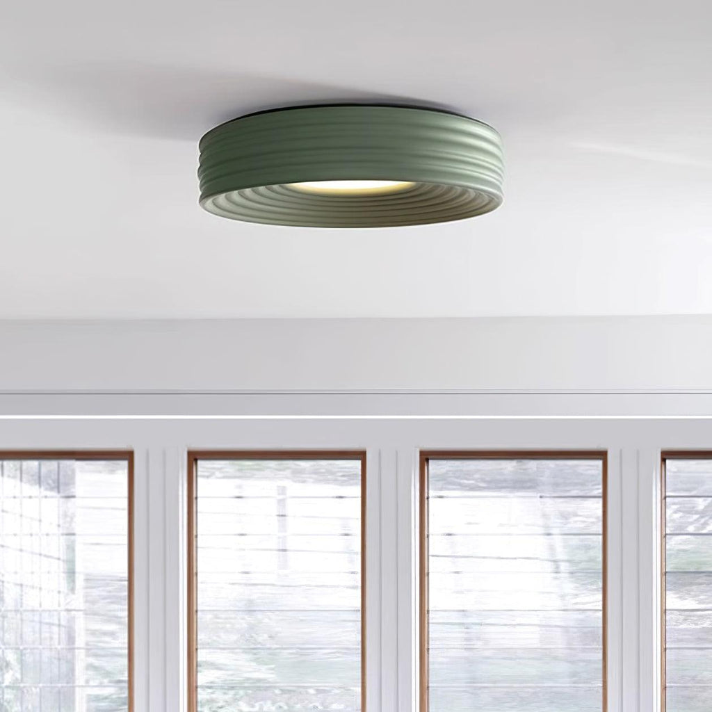 Cream Ribbed Ceiling Light