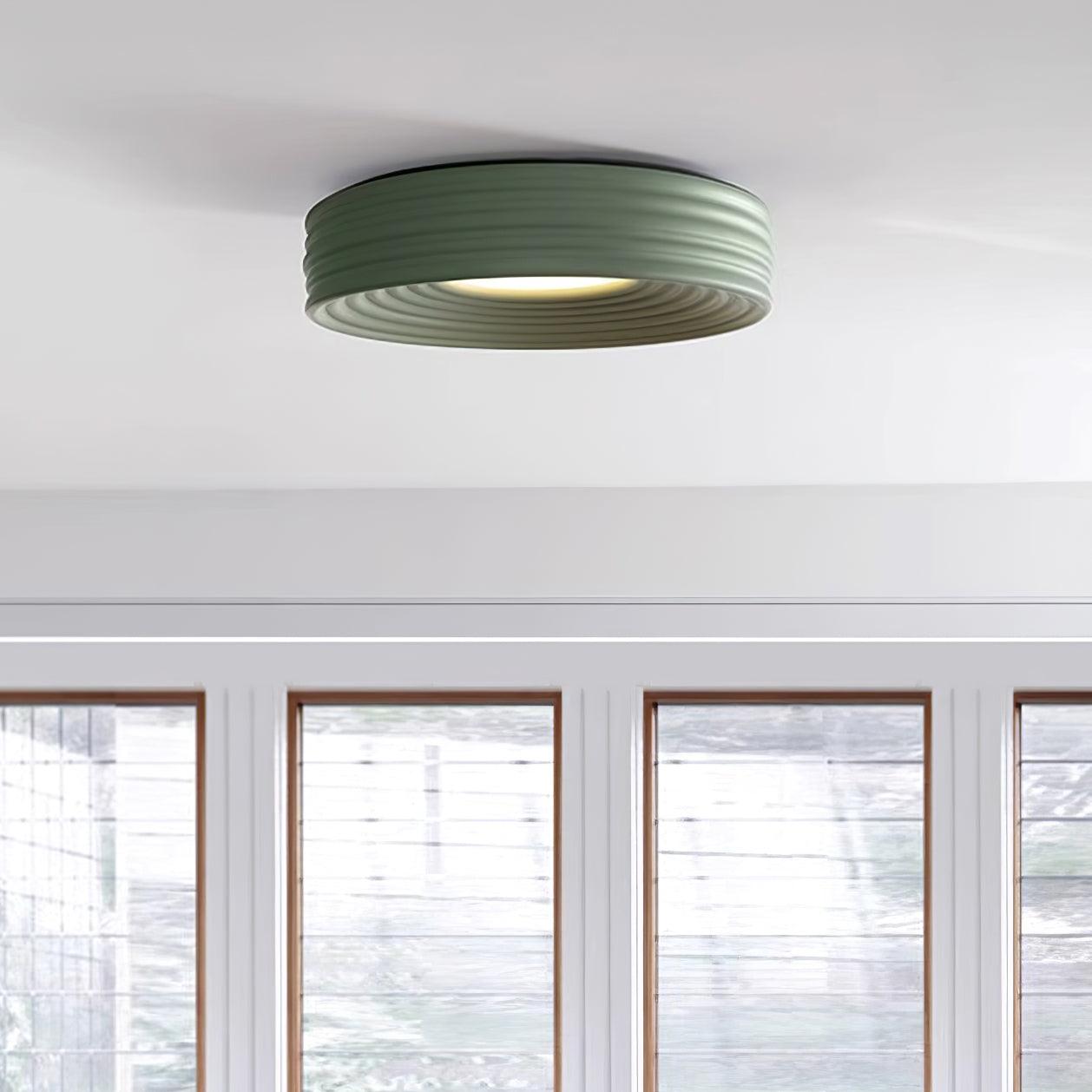 Cream Ribbed Ceiling Light
