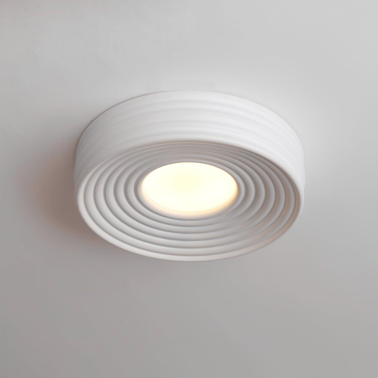 Cream Ribbed Ceiling Light