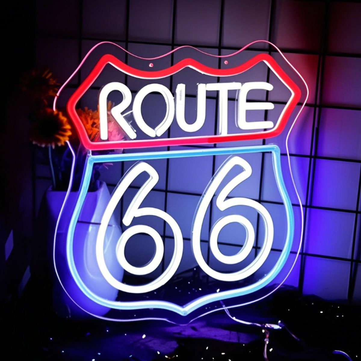 Historic Route 66 Neon Sign, Home Art Man Cave Neon Lights, For Bedroom Home Office Hotel Cafe Recreation Room Wall Decor Gift