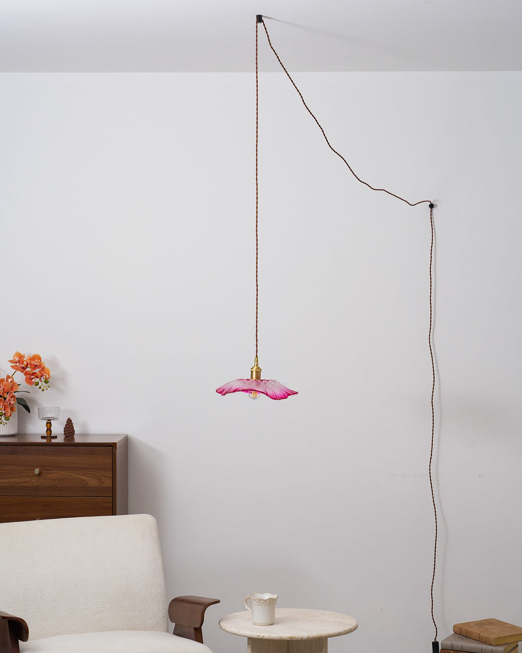 Flower Glass Plug In Pendant Lamp