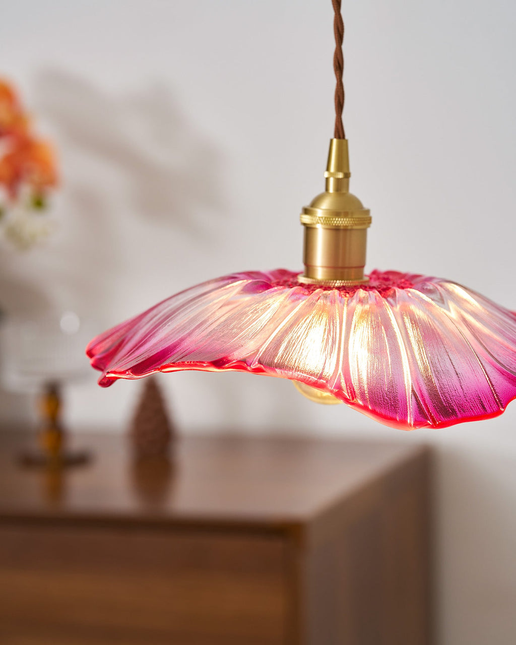Flower Glass Plug In Pendant Lamp
