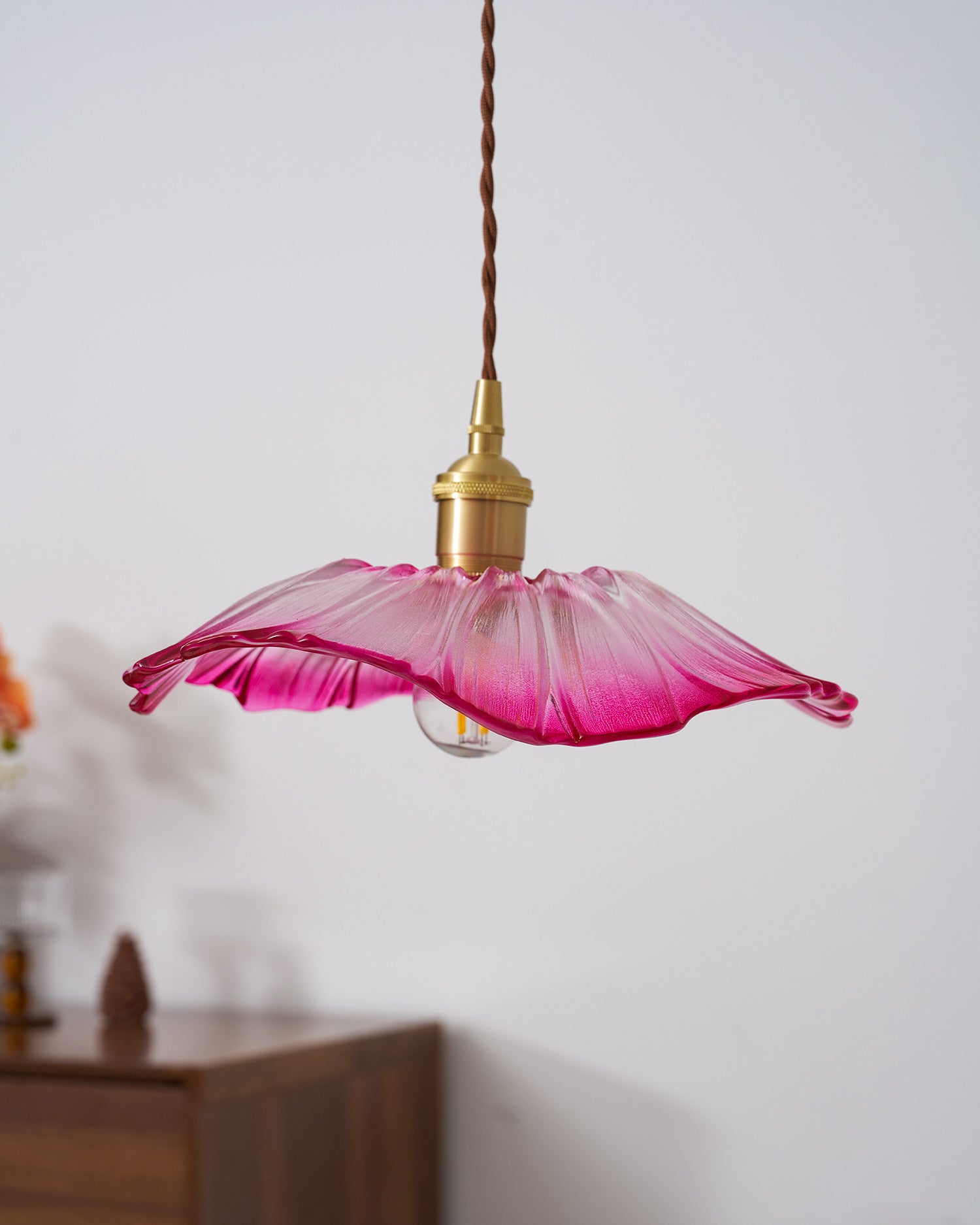 Flower Glass Plug In Pendant Lamp