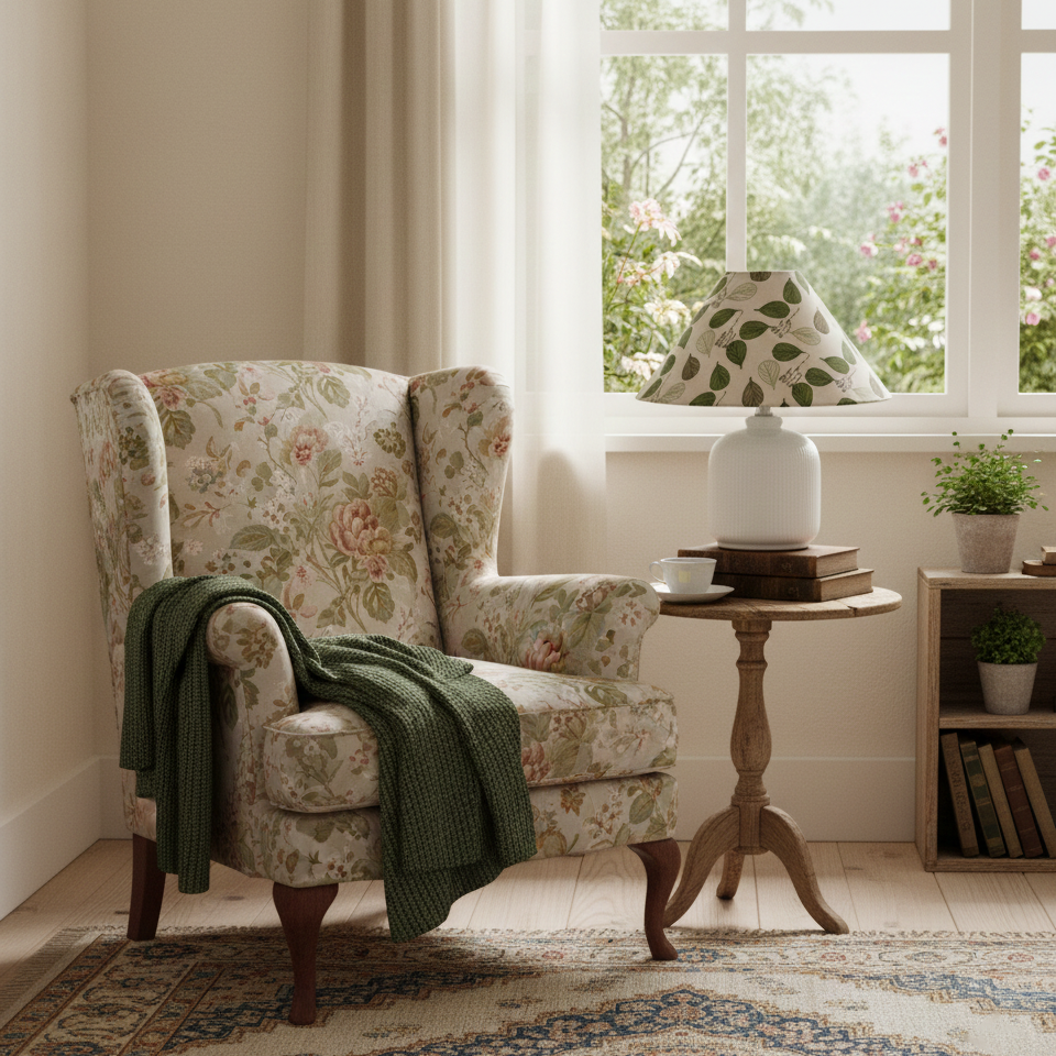 Evergreen Floral Table Lamp