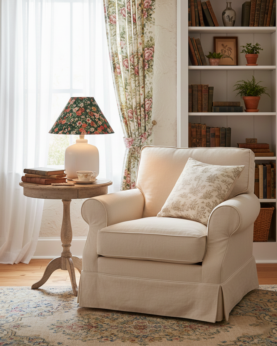 Evergreen Floral Table Lamp