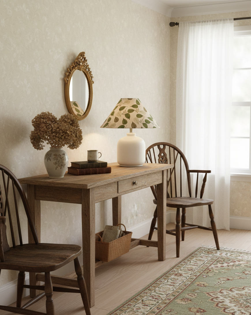 Evergreen Floral Table Lamp