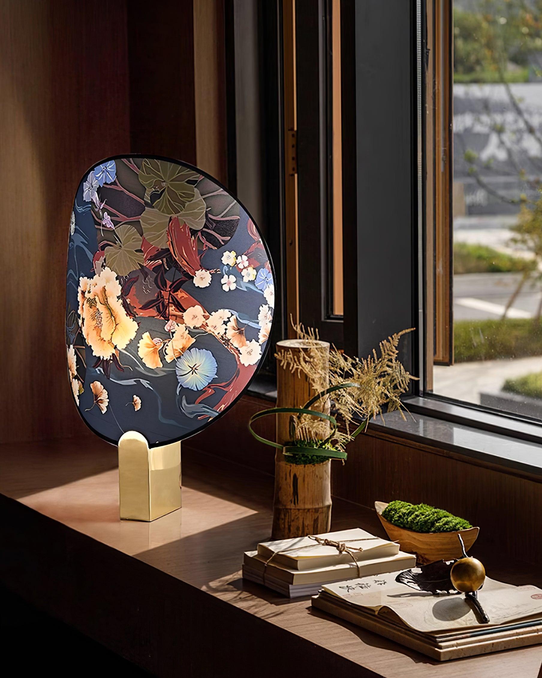 Gothic Ravens Flowers Table Lamp