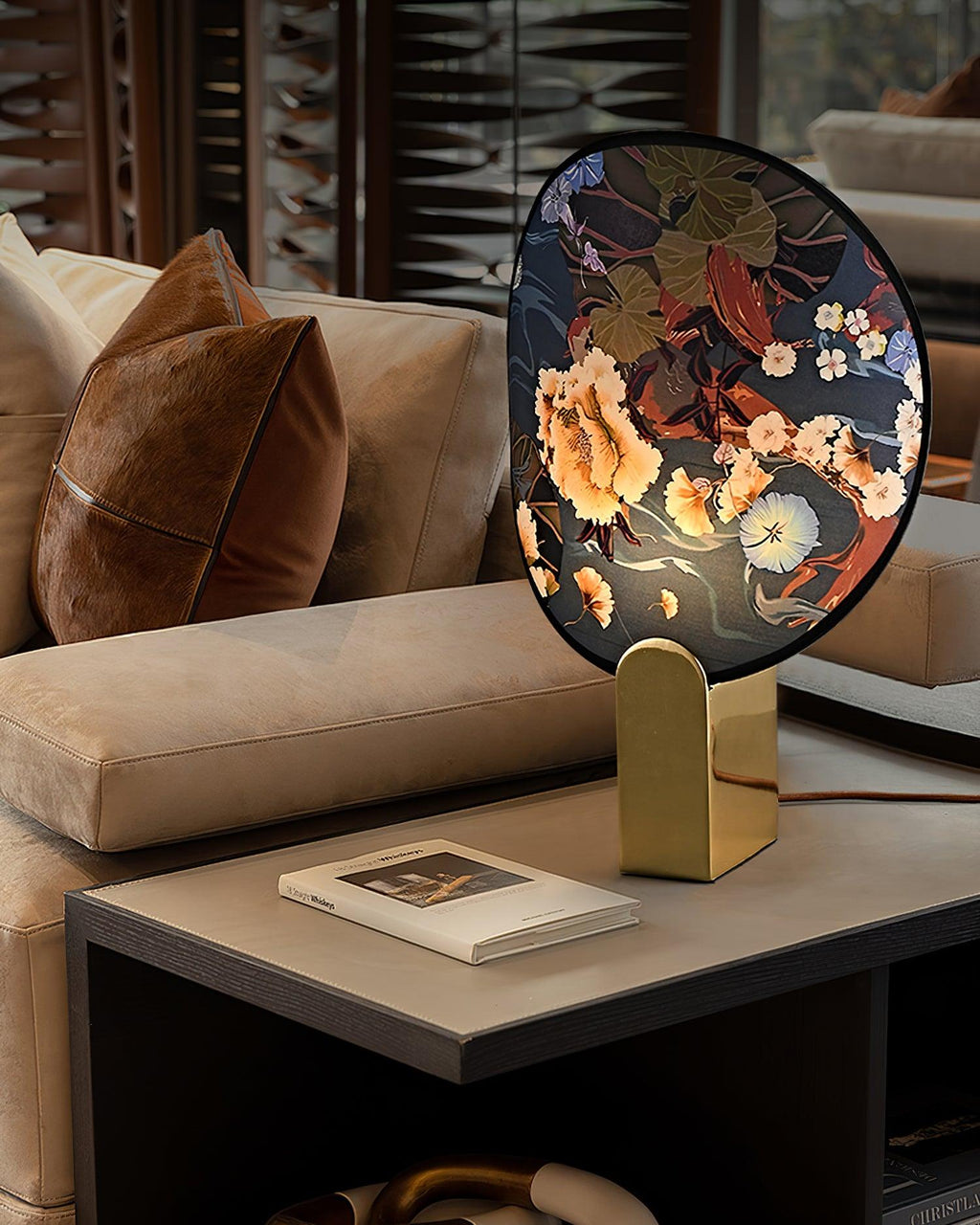 Gothic Ravens Flowers Table Lamp