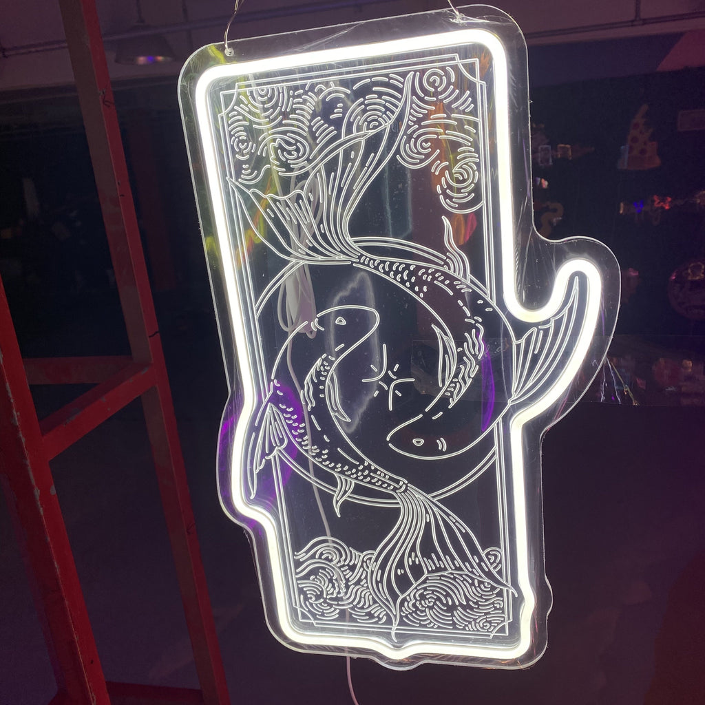 Pisces Zodiac Sign 3D Relief Neon Light - Customizable Aquarium Wall Art, Home Decor, Gift for Astrology Lovers
