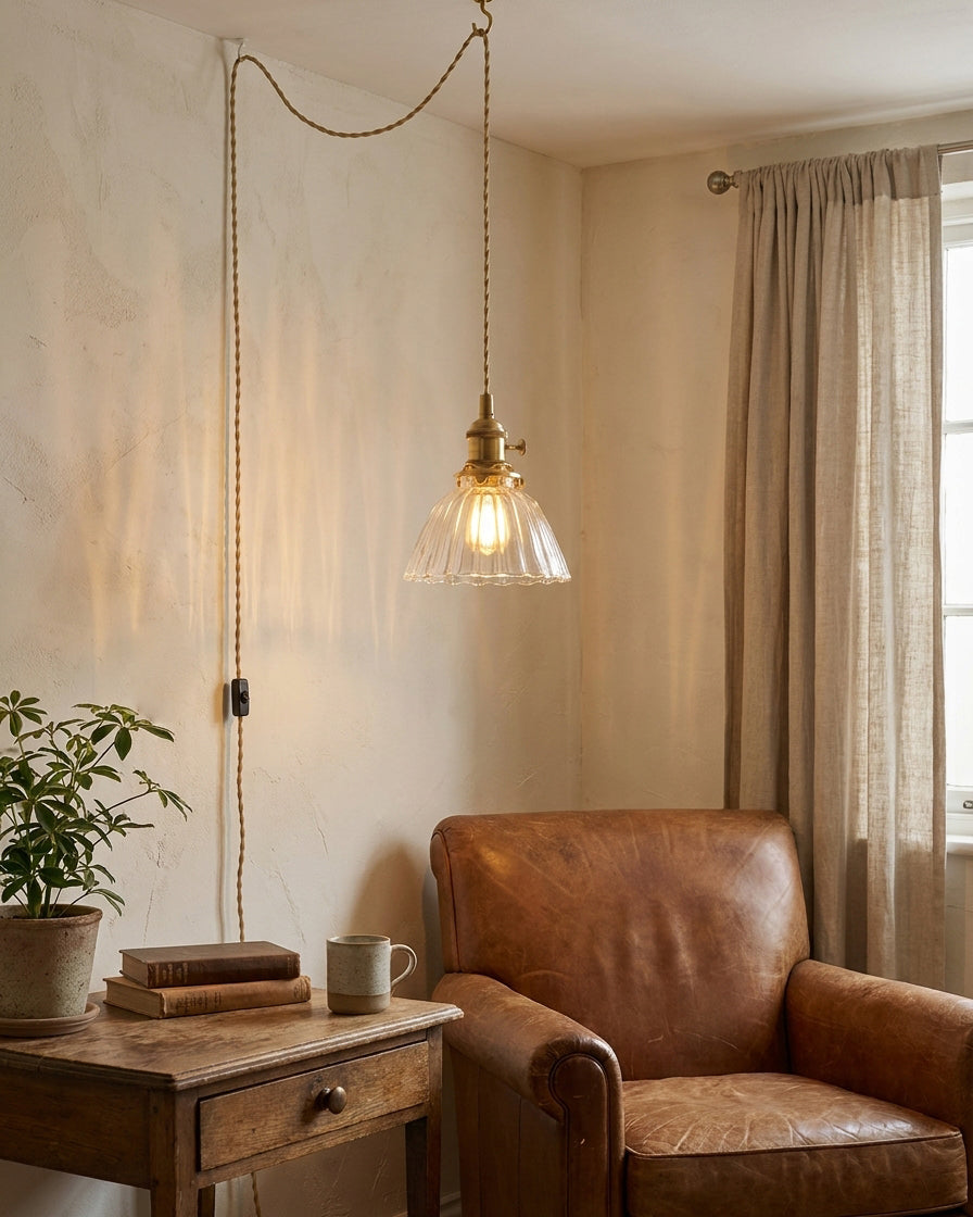 Jasmine Glass Plug In Pendant Light