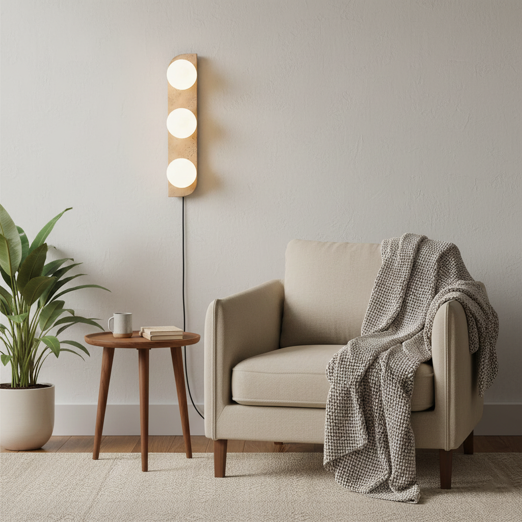 Neptune Travertine Plug In Wall Lamp