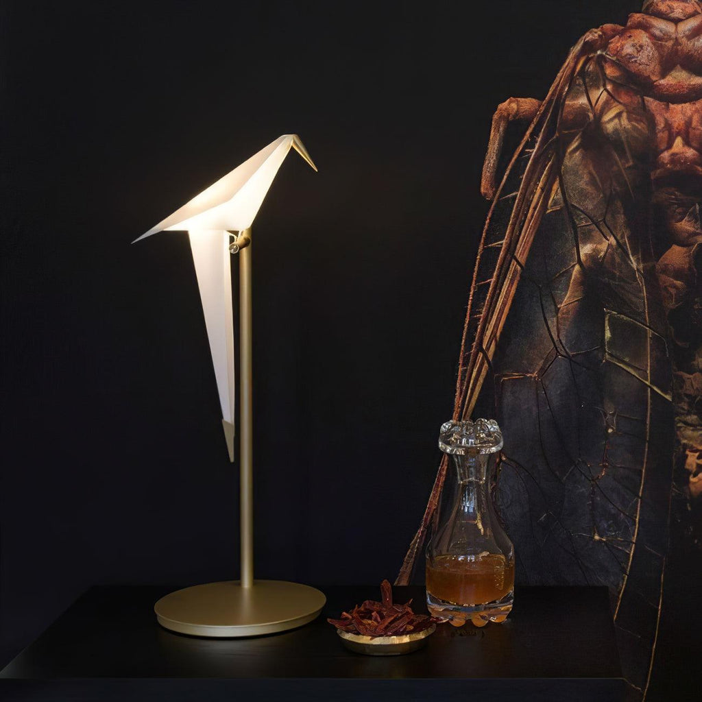 White Paper Crane Table Lamp