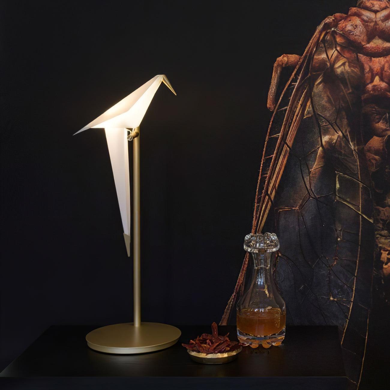 White Paper Crane Table Lamp