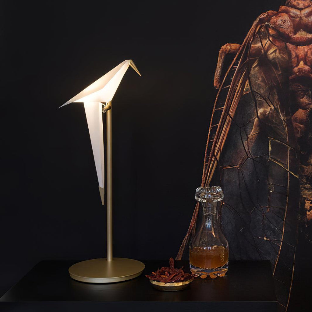 White Paper Crane Table Lamp