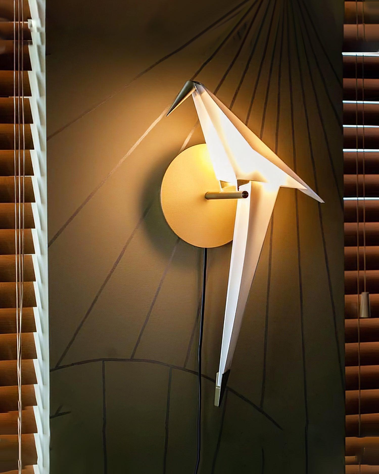 White Paper Crane Wall Lamp