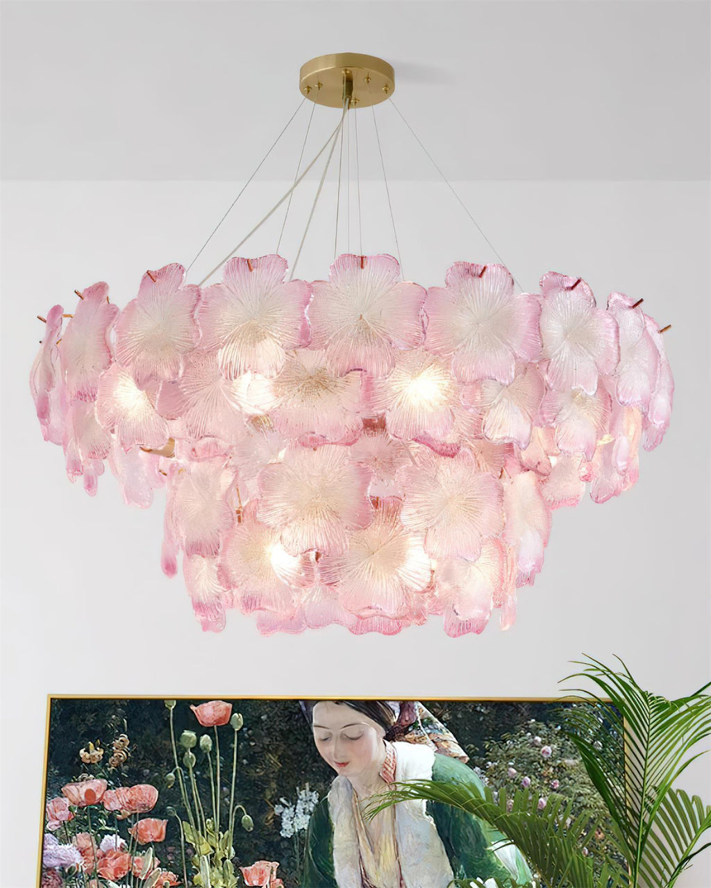 Pink Mika Chandelier