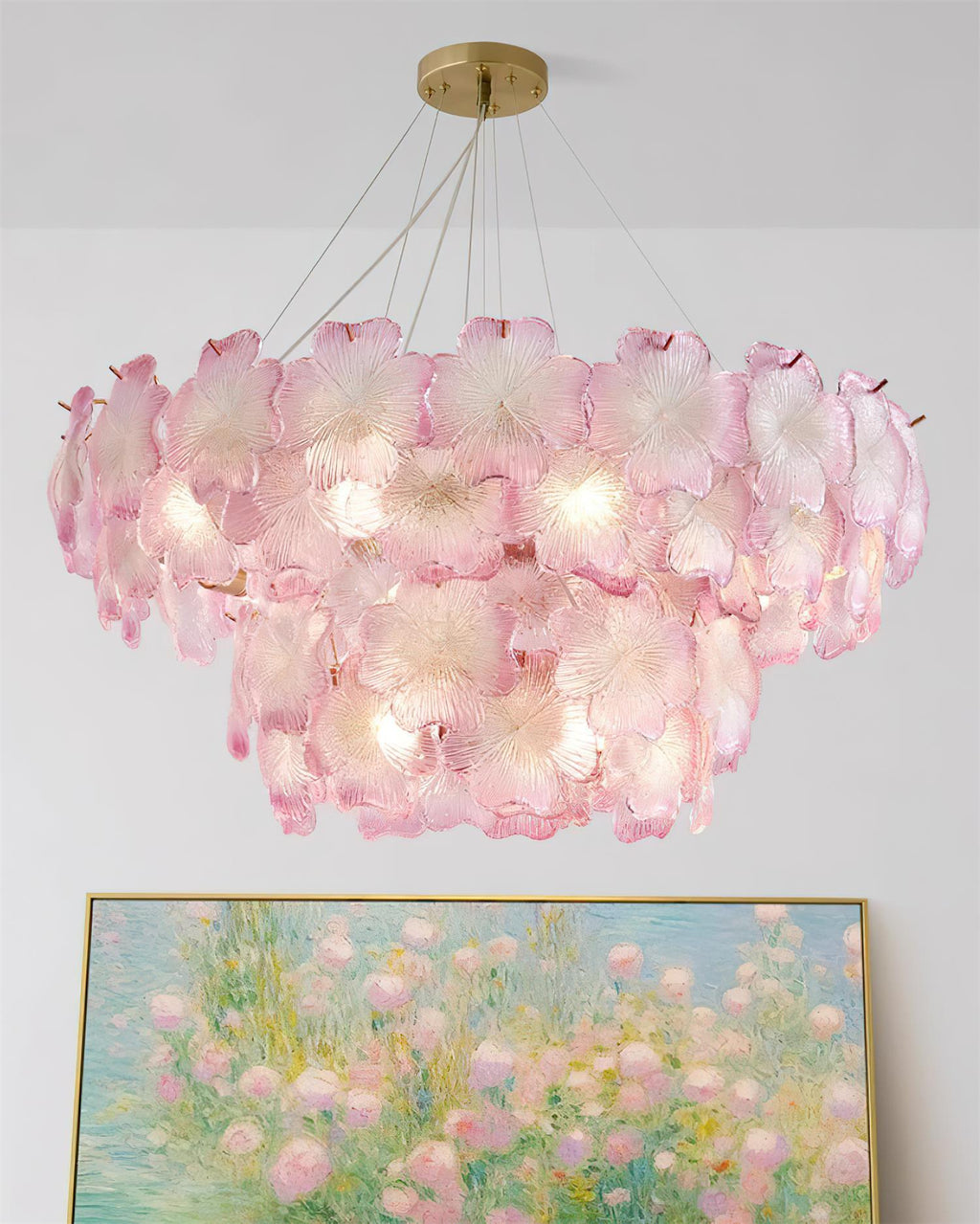 Pink Mika Chandelier