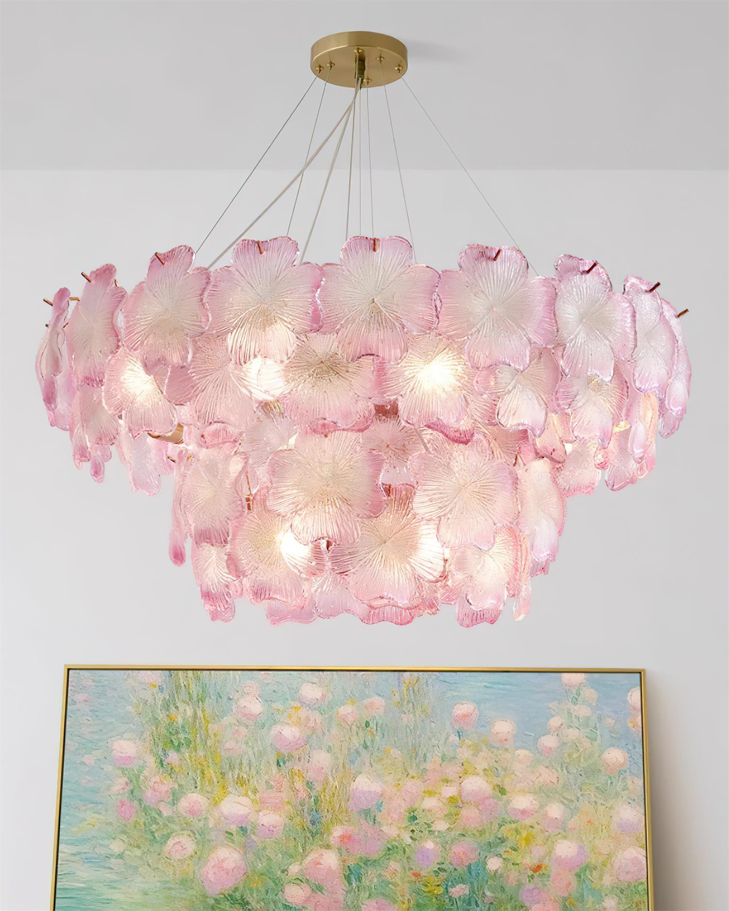 Pink Mika Chandelier