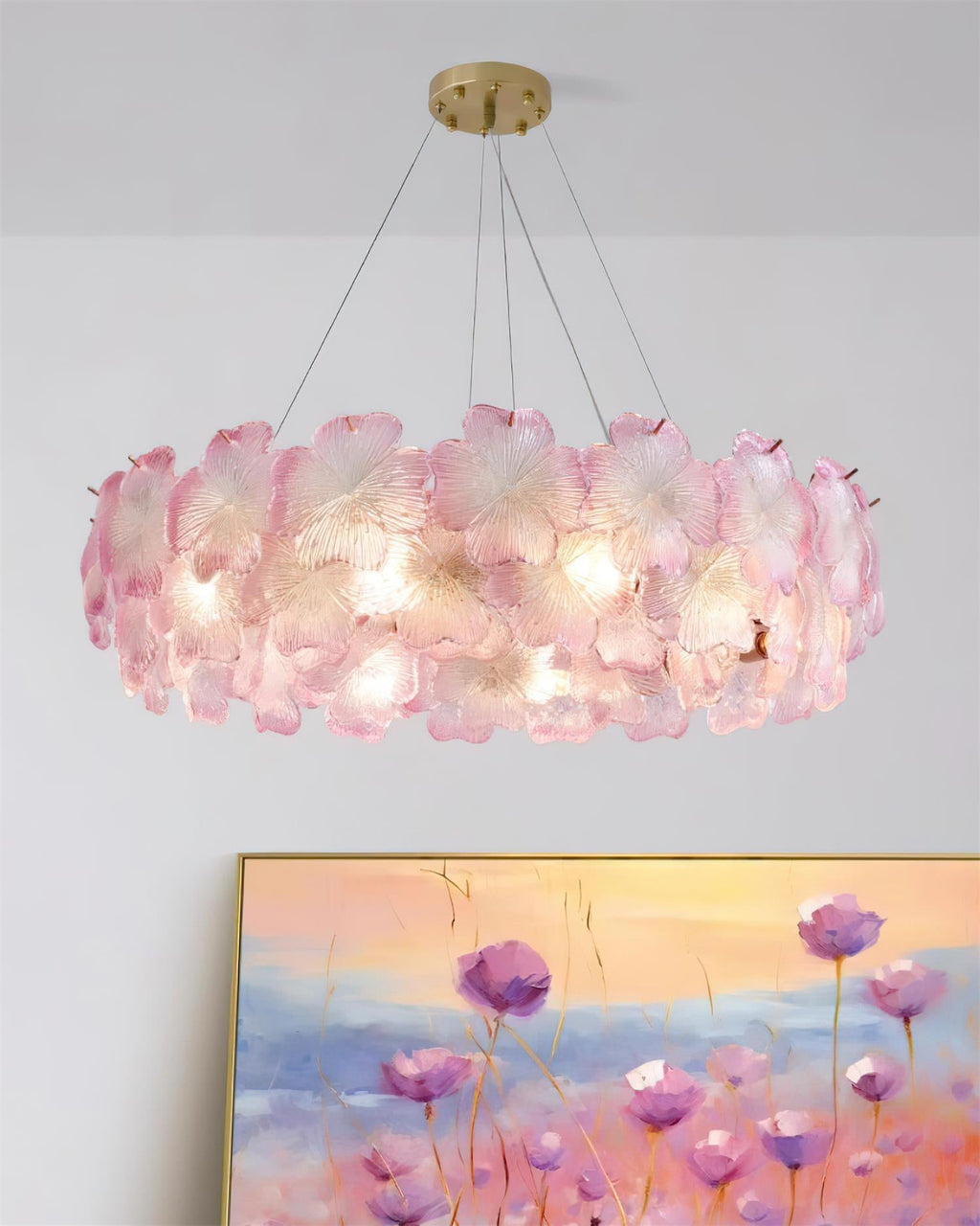 Pink Mika Chandelier