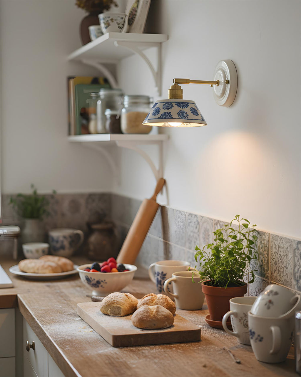 Porcelain Indigo Wall Lamp