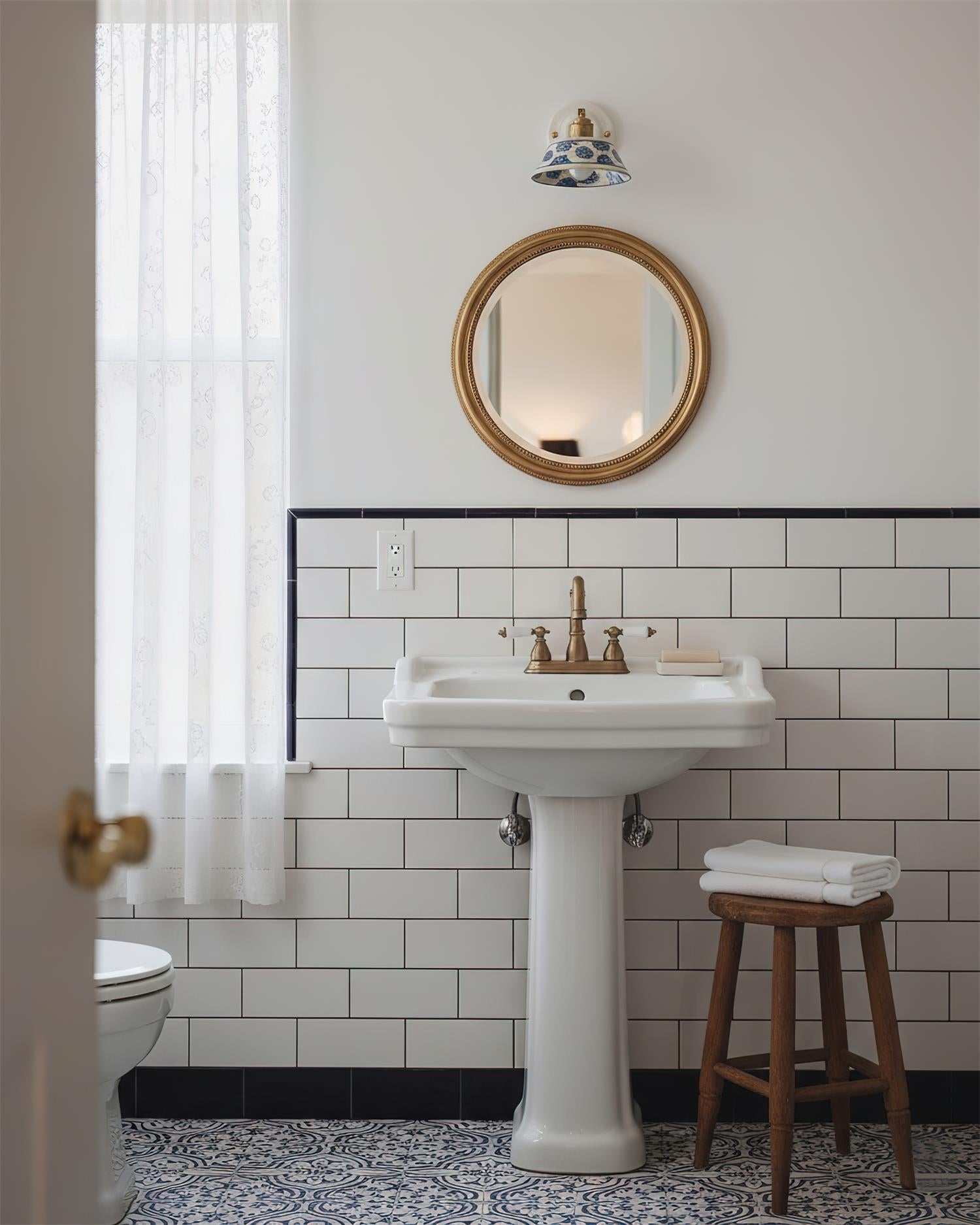 Porcelain Indigo Wall Lamp