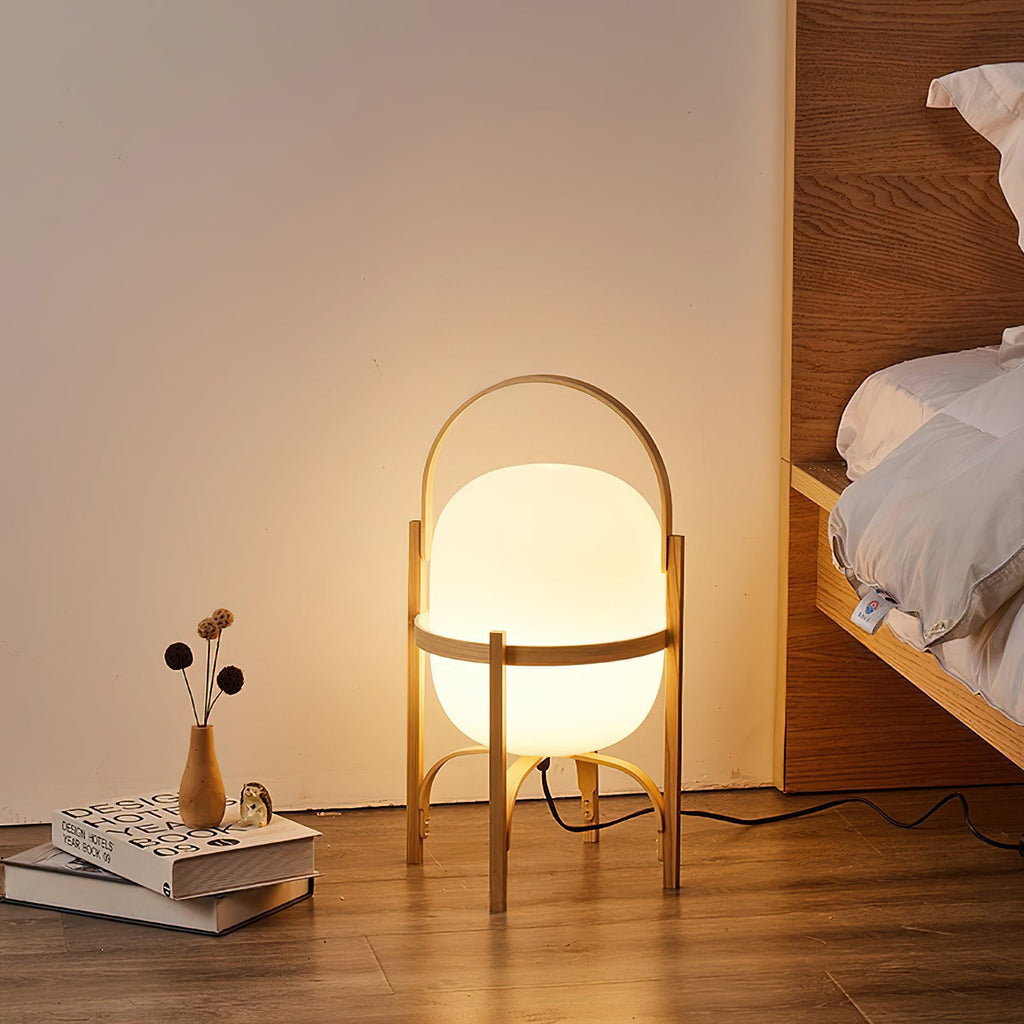 Portable Lantern Glass Table Lamp