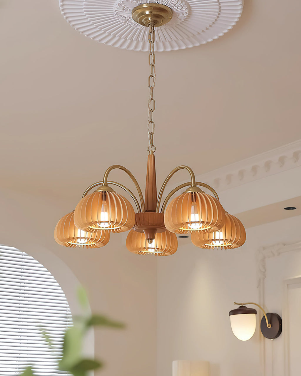 Pumpkin Wooden Chandelier