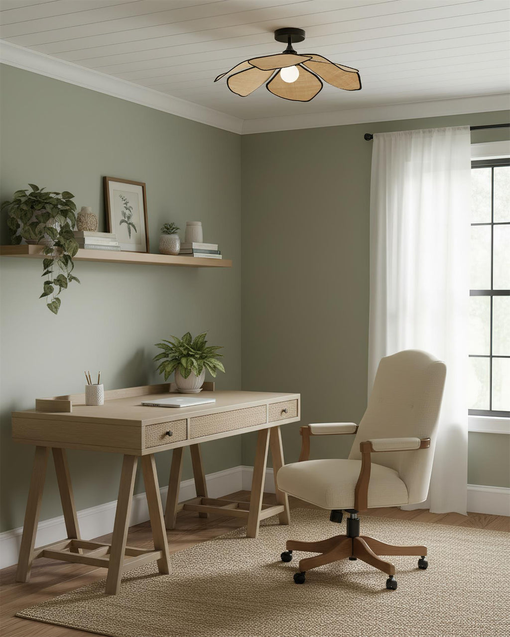 Raffia Petal Ceiling Lamp