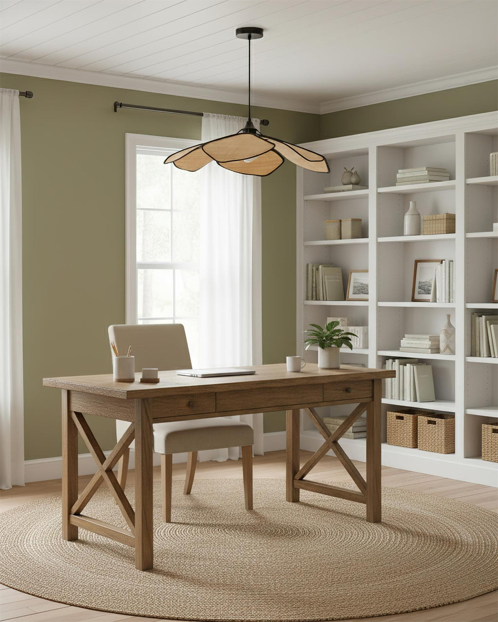 Raffia Petal Pendant Lamp