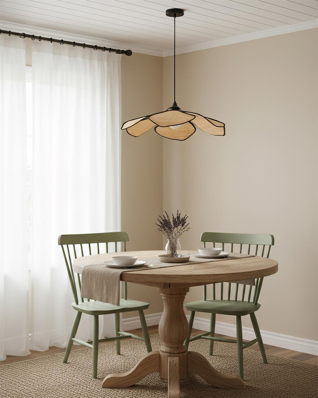 Raffia Petal Pendant Lamp