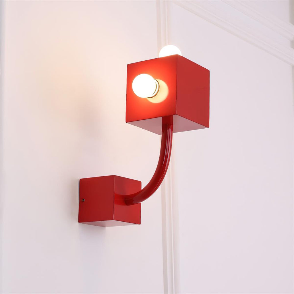 Red Cube Wall Lamp