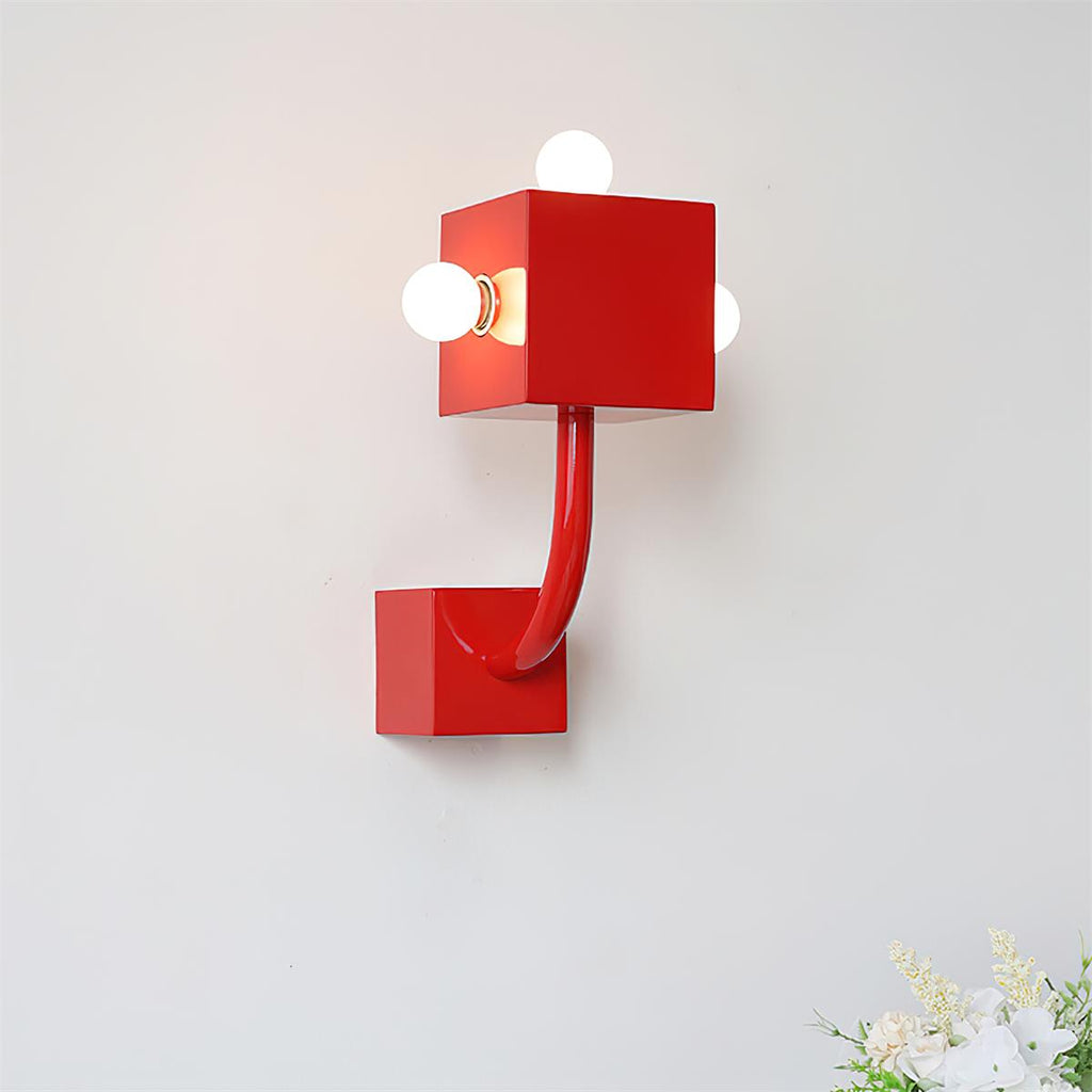 Red Cube Wall Lamp