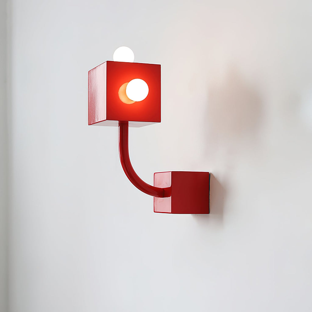 Red Cube Wall Lamp