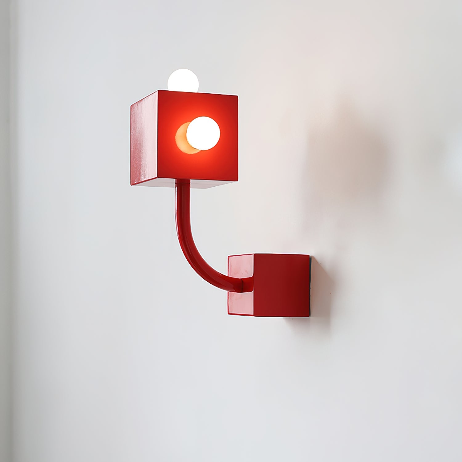 Red Cube Wall Lamp