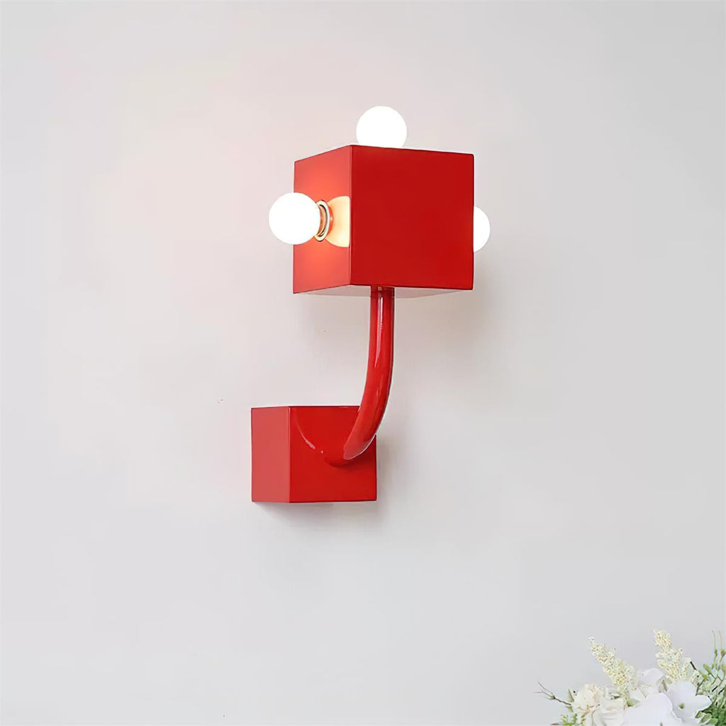 Red Cube Wall Lamp