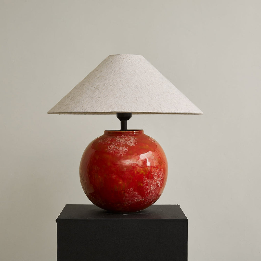 Red Droplet Round Table Lamp