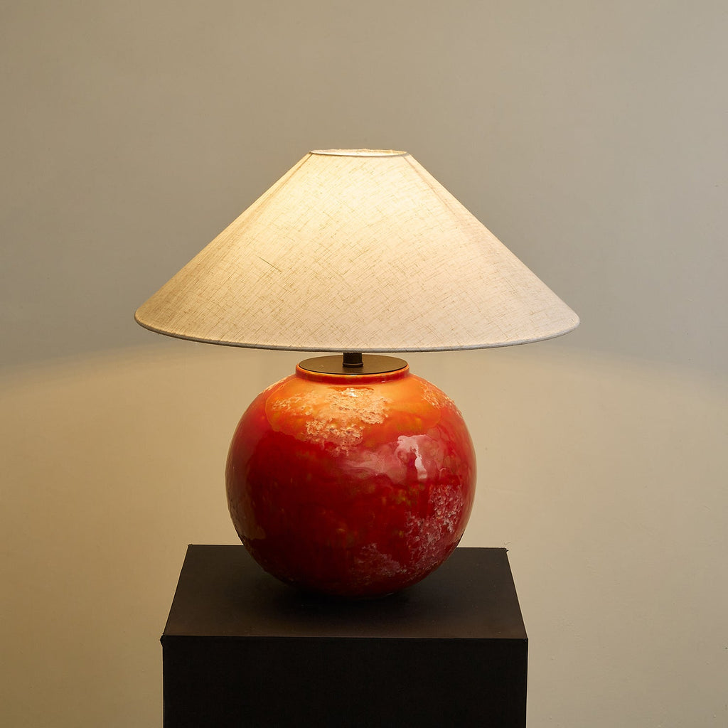 Red Droplet Round Table Lamp