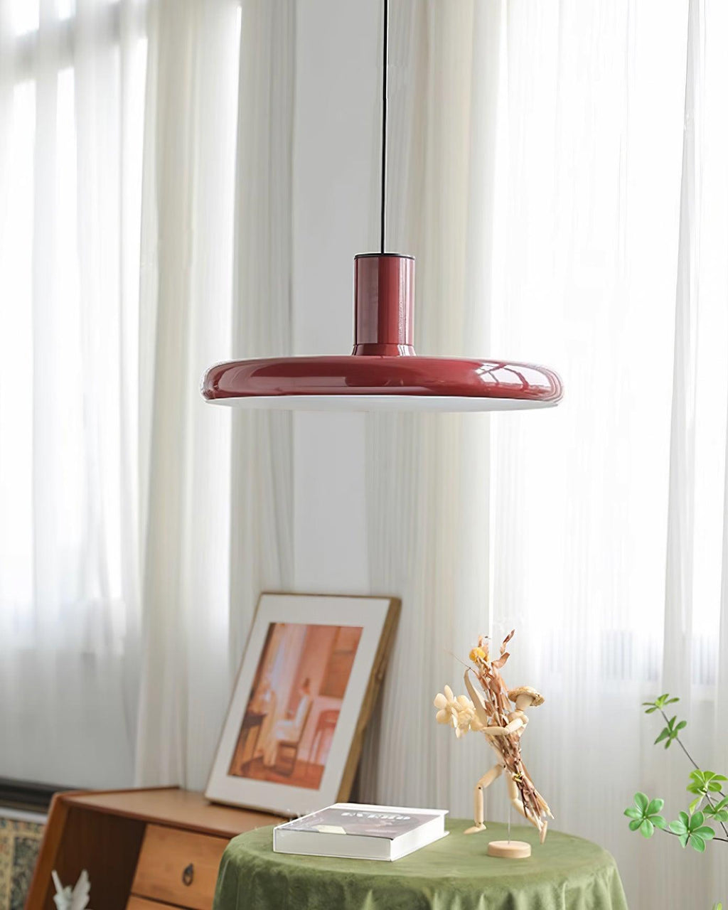 Red Frisbee Pendant Lamp