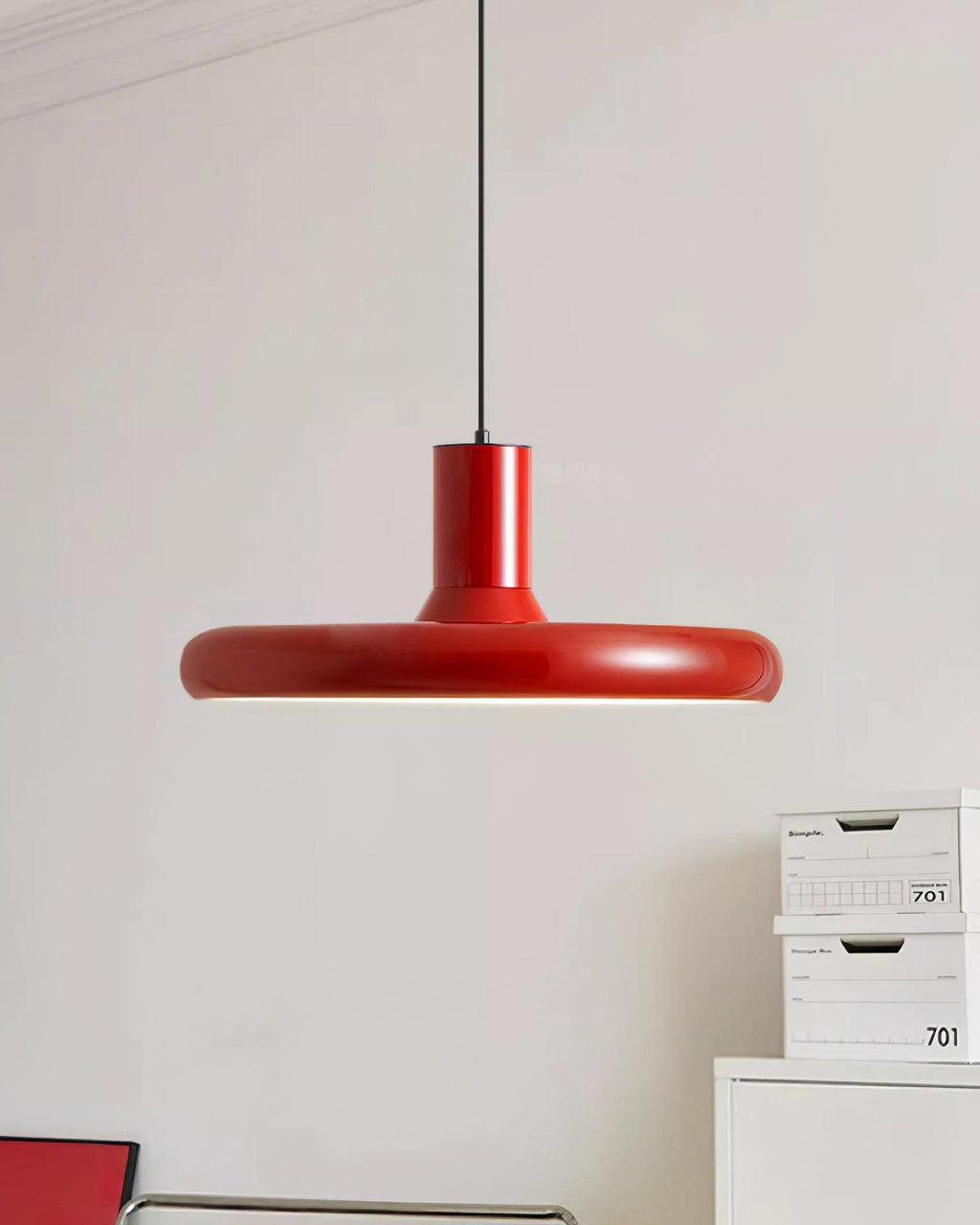 Red Frisbee Pendant Lamp