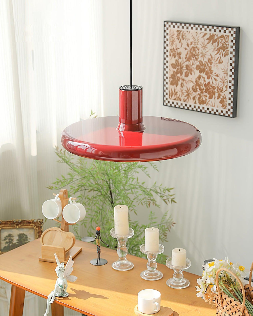 Red Frisbee Pendant Lamp