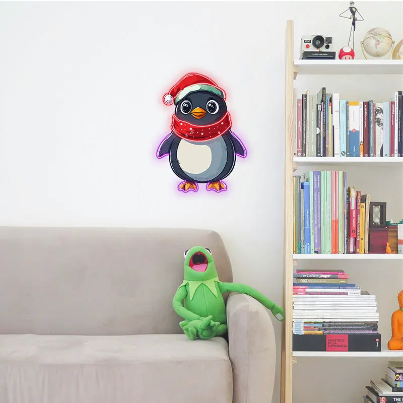 Christmas Penguin Neon Light - Adorable LED Light Decor for Holiday Parties, Kids' Rooms or Xmas Gifts | Festive Home Decoration