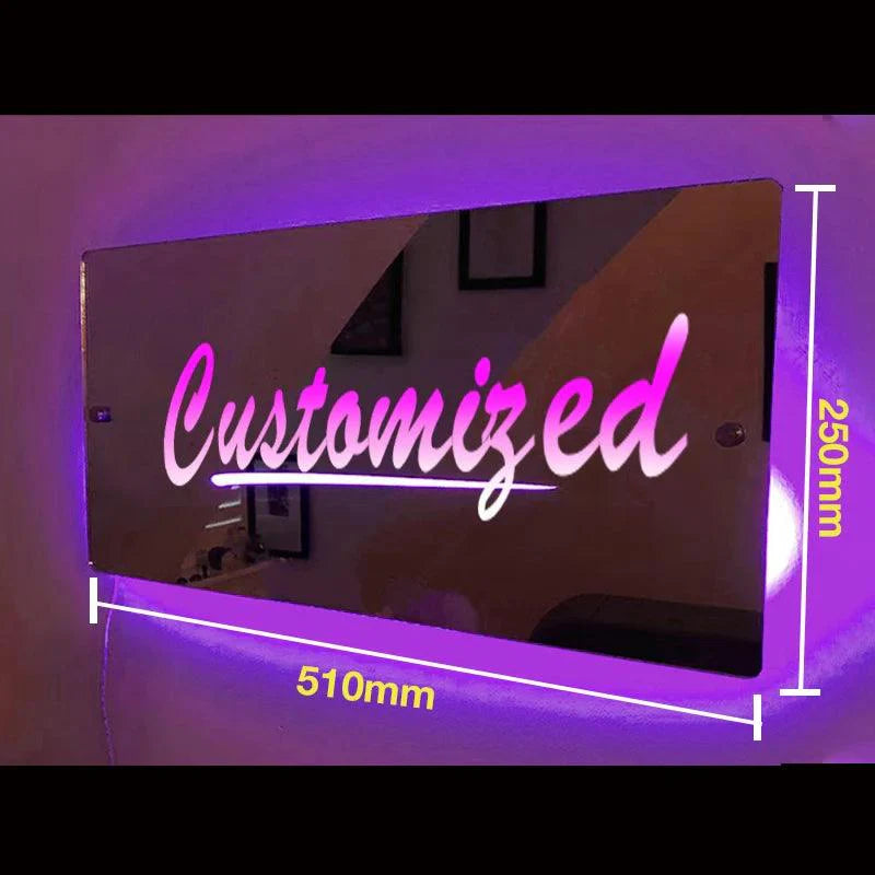 Mirror Light Personalised Words Acrylic Mirror Wall Decor LED Light Wall Custom Name Neon Sign Anniversary Gift Room Decorations