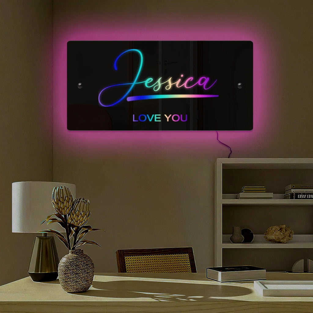 Personalized Name Mirror Light For Bedroom LED Light Up Mirror for Wall Custom Photo Christmas Valentine's Day Wedding Gifts