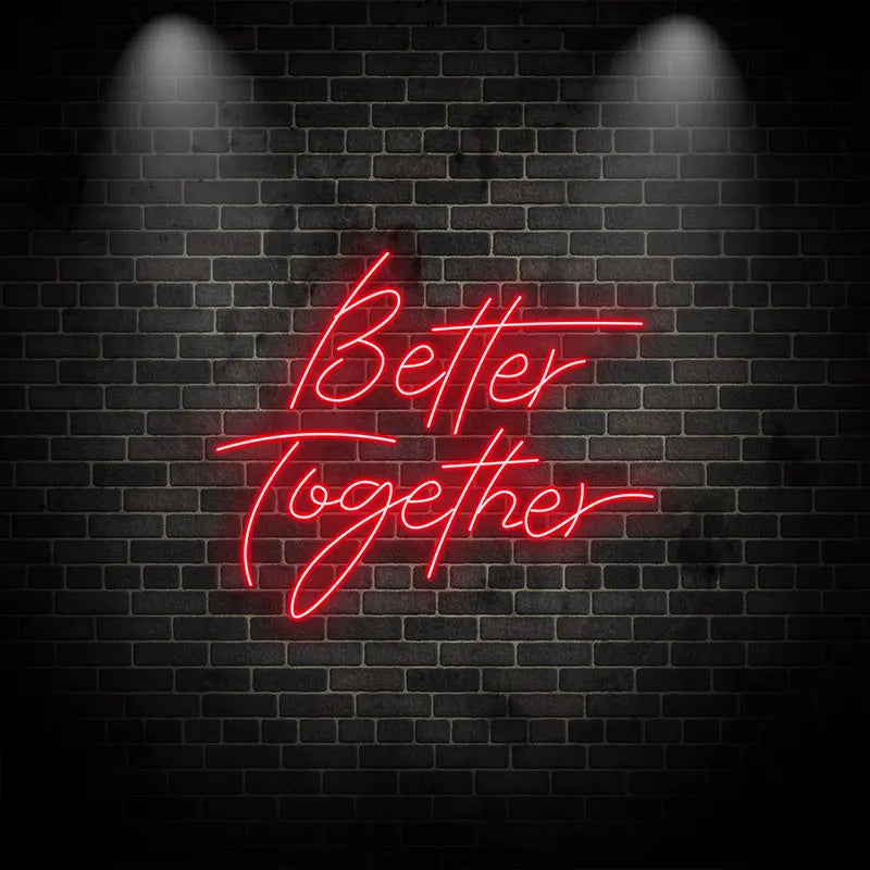 Toysign Better Together Text LED Neon Sign – Romantic Glow for Bedroom, Wedding or Special Occasion, Perfect Gift for Couples