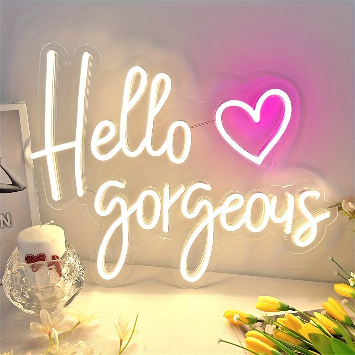 Hello Gorgeous Neon Sign Home Wall Decor Wedding Sign Indoor Neon Sign Beautiful Decor Night Light