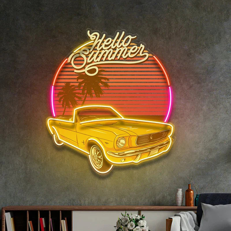 Custom Car Neon Sign Retro Car Neon Light Man Cave Decor Bedroom Wall Hangings Garage Decor