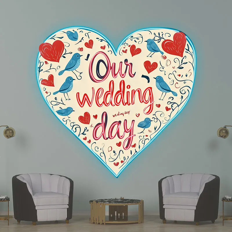 Our Wedding Day Atmosphere Wall Hanging Decor Custom LED Neon Sign
