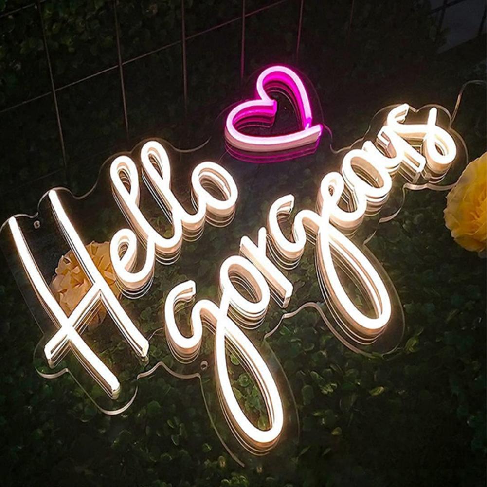 Hello Gorgeous Neon Sign Home Wall Decor Wedding Sign Indoor Neon Sign Beautiful Decor Night Light